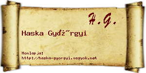 Haska Györgyi névjegykártya